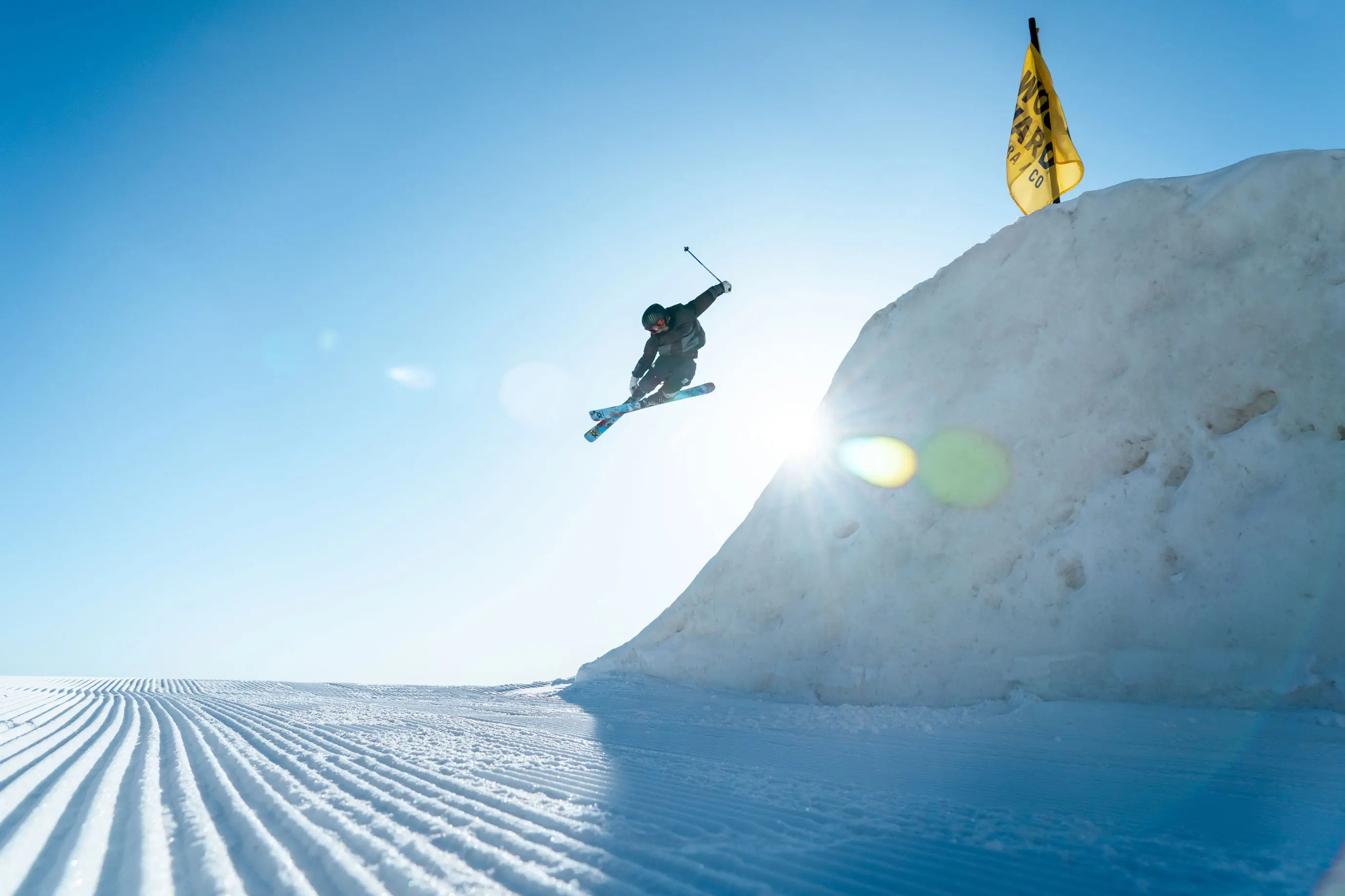 skier hits a jump